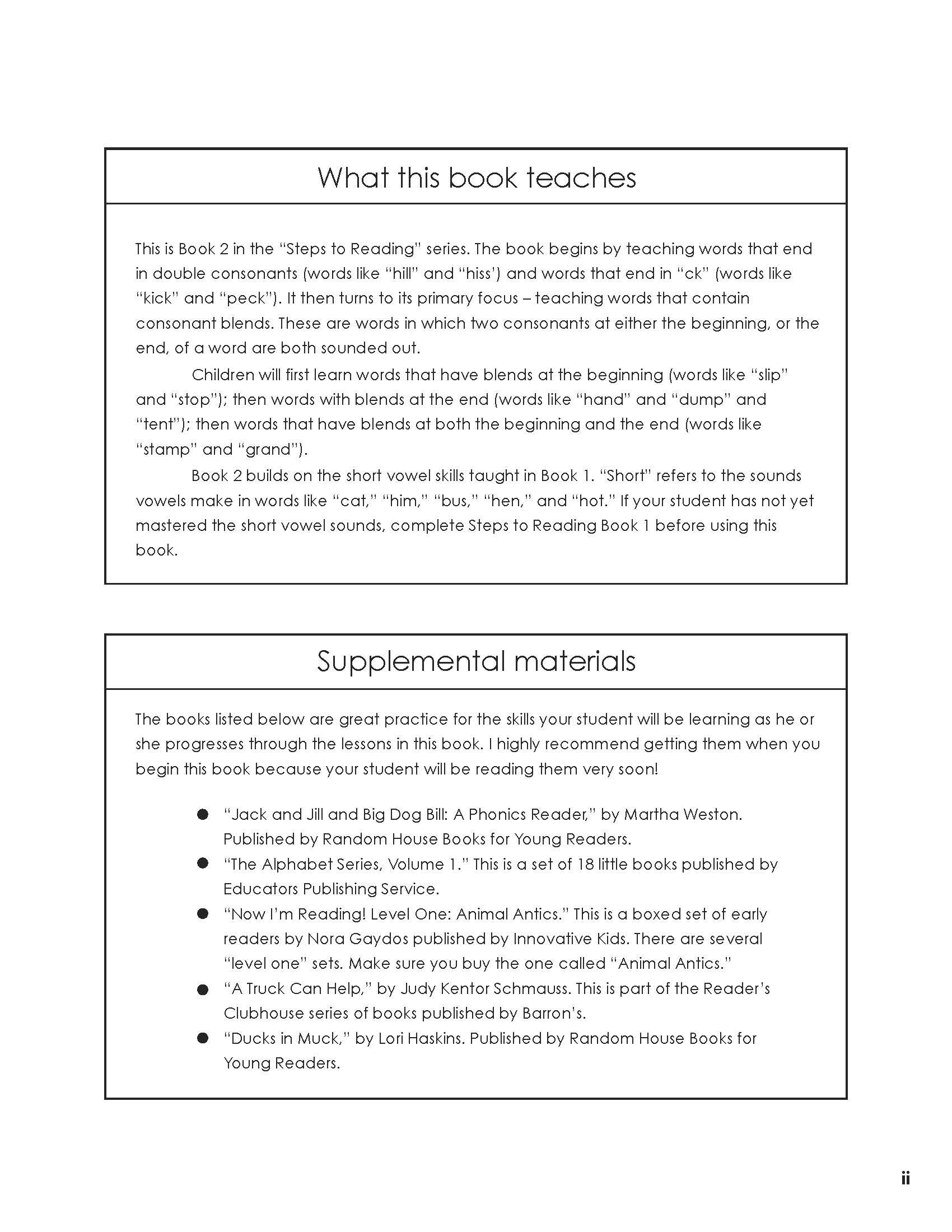 Steps to Reading Book 2 sample page 2